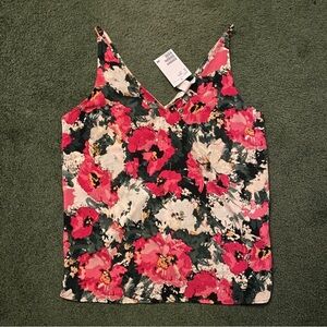 NWT H&M Green And Pink Floral V-Neck Tank Top - XS